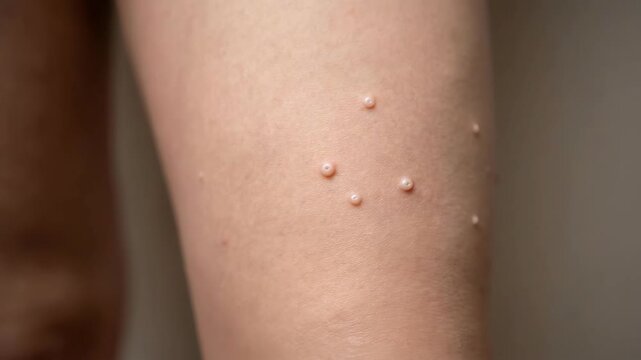 Close-up of Molluscum Contagiosum lesions on human skin.
