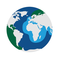 Fototapeta premium Illustration of the Earth showing continents and oceans.