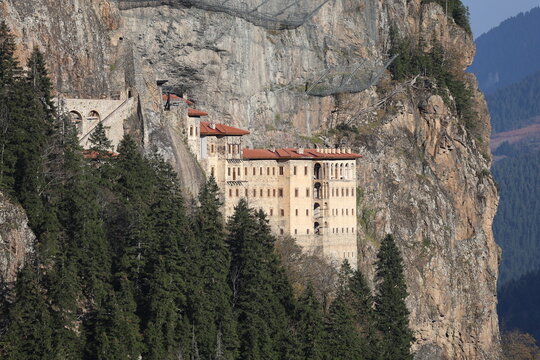 Monastery forest cliff sumela monastery