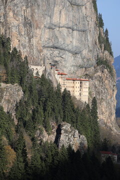 Monastery forest cliff sumela monastery