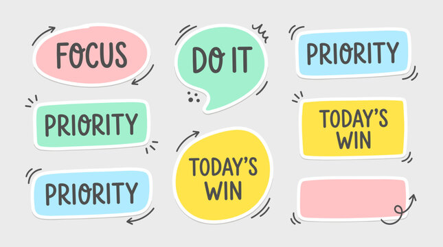 Motivational Sticky Notes & Doodle Icons for Productivity