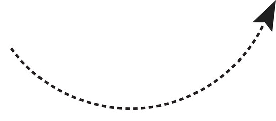 Abstract dotted arrow path with curved direction flow on transparent  background PNG