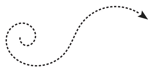 Abstract dotted arrow path with curved direction flow on transparent  background PNG