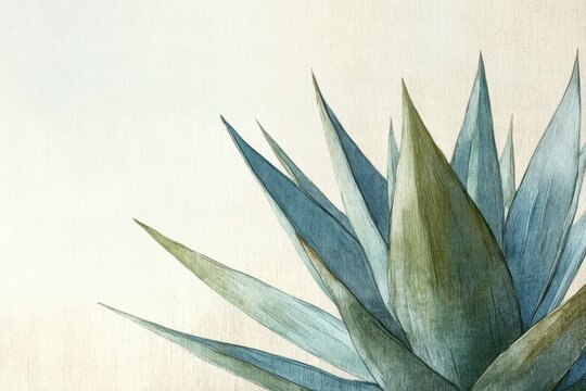 Minimalistic watercolor agave plant design for modern decor and art prints