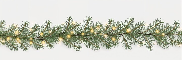 Obraz premium Horizontal pine garland border symbolizing Christmas decor and winter holidays