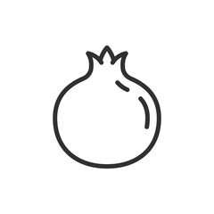 Pomegranate fruit, linear icon. Fresh produce and natural food item. Line with editable stroke.