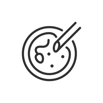 Sperm entering egg, linear icon. IVF fertilization and reproductive process. Line with editable stroke.