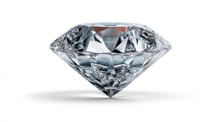 Sparkling diamond isolated on a white background, showcasing brilliance and clarity.
