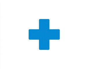 Obraz premium A vibrant blue plus sign, centered on a crisp white background. This simple graphic represents positivity, addition, and healthcare
