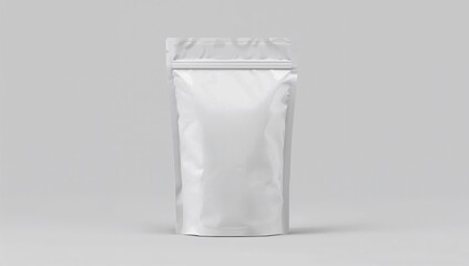Clean white resealable pouch mockup isolated on neutral background
