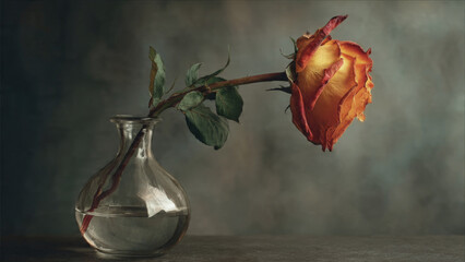 Wilted Rose in a Vase