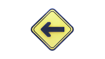 Left Turn Sign - Directional Guidance on White Background