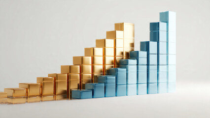 Fototapeta premium Gold and Blue Cube Chart