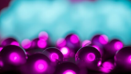 Vibrant Purple Orbs with Glowing Centers on a Blurred Blue Background.