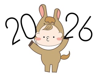 馬の着ぐるみを着た赤ちゃん