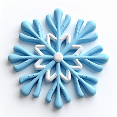 Pastel Blue Snowflake Decoration on White Surface Top View for Christmas