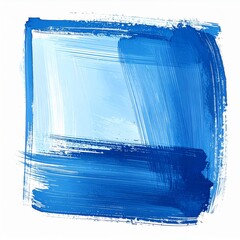 Abstract Blue Square Watercolor Brush Stroke Design on White Background