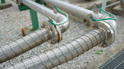 Stainless steel braided flexible hose assembly with a flanged fitting. braided stainless hose...
