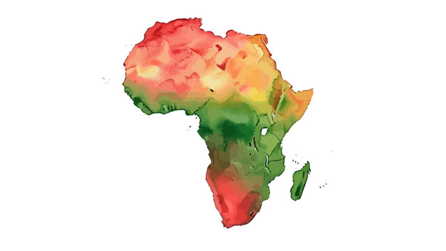Vibrant multicolored heatmap illustration of african continent on white background showing temperature or climate