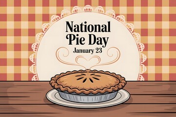 Warm Vintage Style Illustration of Homemade Pie Celebrating National Pie Day in January