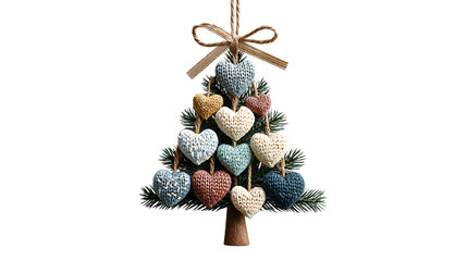 christmas tree with hearts  isolated on white background