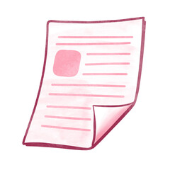 Cute Pink Paper Document Illustration Design