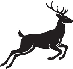 Galloping Deer Side View Silhouette Vector Illustration