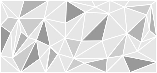Monochromatic White and Grey Geometric Pattern, Minimalist Polygonal Line Art Background, Light Silver Low Poly Triangle Mosaic
