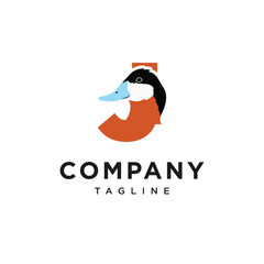 Letter J Ruddy Duck Logo Icon Vector