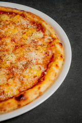 Freshly baked pizza with bubbling cheese and golden crust, perfect for a cozy meal