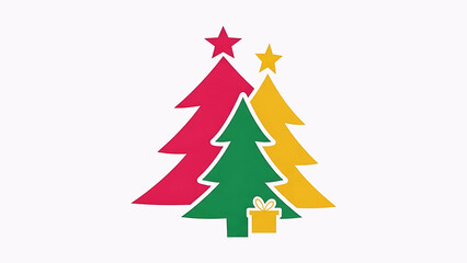 Bold Retro Christmas Tree Icon in Vibrant Colors for Modern Holiday Marketing