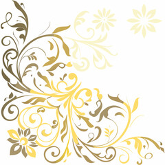 Elegant floral corner design featuring swirling leaves and delicate blossoms