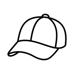 Baseball cap line icon, symbolizing casual fashion, sportswear, and everyday headwear. Ideal for apparel branding, streetwear design, and lifestyle applications.