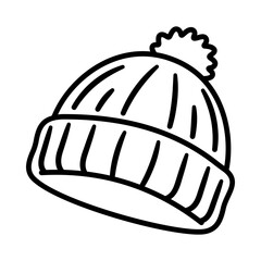 Beanie hat line icon, symbolizing winter fashion, cold weather clothing, and casual headwear. Suitable for apparel design, seasonal graphics, and lifestyle interfaces.