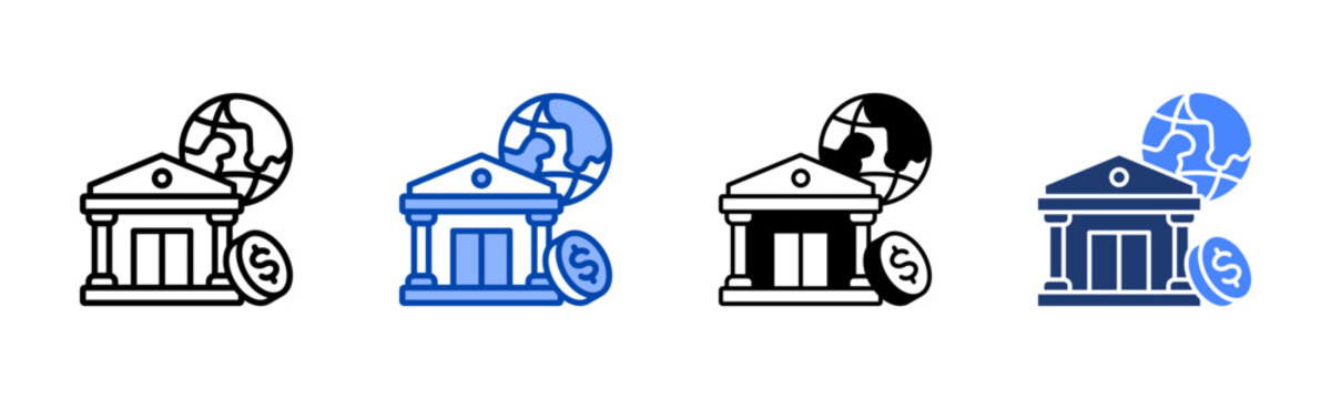 Banking icon set multiple style collection