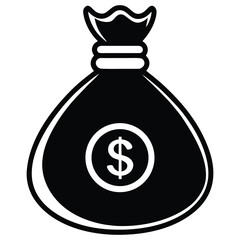 Money Bag Icon with Dollar Symbol – Wealth, Profit and Finance Concept.