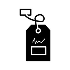 Minimal outline icon of a hanging price tag with string, representing pricing, sale, product label, or retail concept.