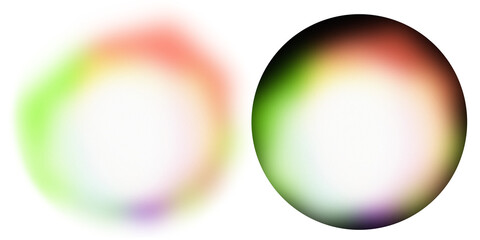 Bright abstract colored twin spheres light leak effect with noise texture overlay
