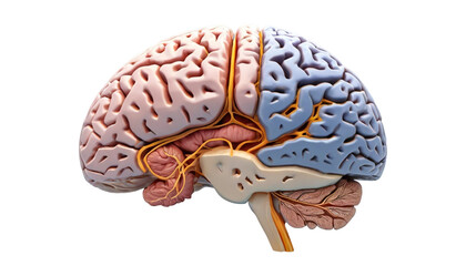 3d rendering of a human brain isolated on transparent background.