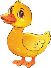 happy yellow duck cartoon character