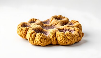 A large, intricately designed cake with a vibrant yellow base, resting on a white surface