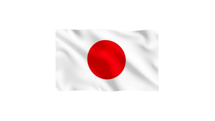 Japan's National Flag waving in the wind, a detailed depiction of the Hinomaru symbol on a transparent background, ideal for national representation and cultural projects