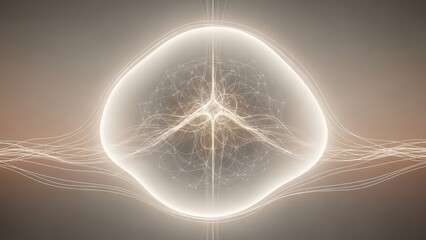 Abstract glowing neuron network in a dome shape. Modern technology and artificial intelligence concept. Digital brain structure for science background.