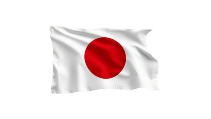 The flag of Japan waving in the wind on a transparent background, symbolizing national pride and cultural heritage