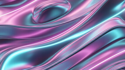 Fototapeta premium Iridescent Neon Pulse, Holographic Metallic 3D Abstract