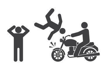 motorcycle hit pedestrian person road accident icon