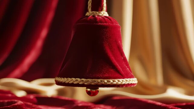 Elegant Red Bell Ringer Rings During a Celebration Performance