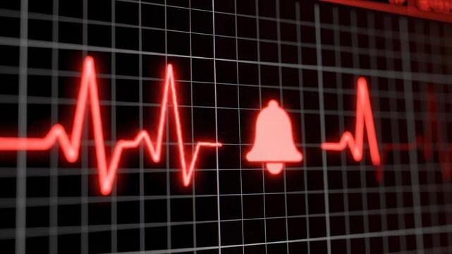 Heartbeat Triggering Alarm on Screen in Medical Emergency Rendering