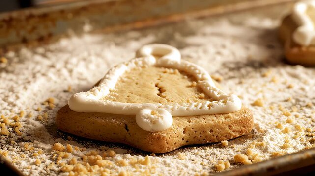 Decorating Festive Bell Shaped Gingerbread Cookies for Christmas Holiday