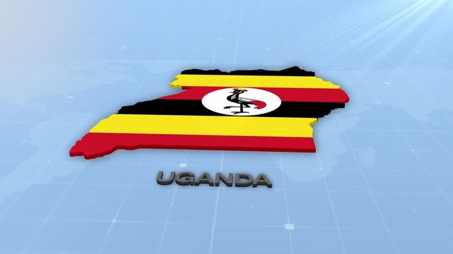 Uganda Geographic Map and Flag Animated Motion Graphic Background